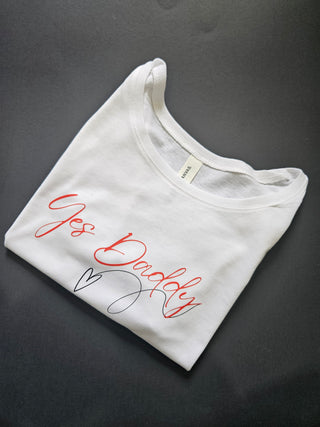 Yes Sir Good Girl Crop Top Tee, Black or White T Shirt, Submissive Shirt, BDSM Clothing