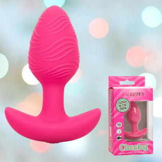 Cheeky Glow In The Dark Pink Vibrating Butt Plug, Waterproof