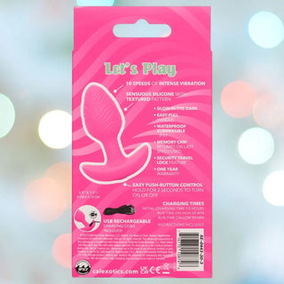 Cheeky Glow In The Dark Pink Vibrating Butt Plug, Waterproof