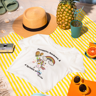 Personalized Unicorn Rainbow Pineapple Crop Top or T-Shirt – Fun & Flirty Lifestyle Shirt