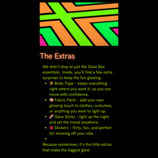 The Ultimate Glow Box – Matching Shirts, Glow Essentials, Earrings & Stickers (Plug Included)