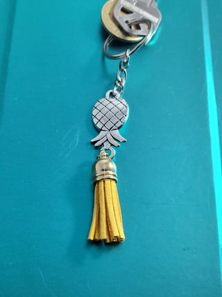 Swinger Upside Down Pineapple Keychain with Multiple Tassel Color Options, Zipper Pull, Luggage Zipper Pull, Identify luggage