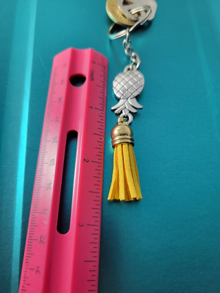 Swinger Upside Down Pineapple Keychain with Multiple Tassel Color Options, Zipper Pull, Luggage Zipper Pull, Identify luggage