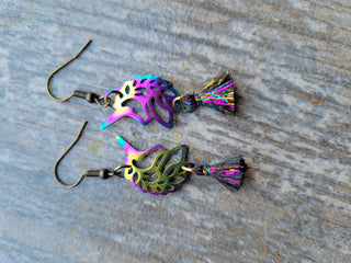 Unicorn Earrings, Holographic Unicorn Earrings, Rainbow Unicorn with Tassel, Unicorn Birthday Gift, Unicorn Party Gift, Hostess Gift