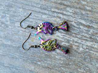 Unicorn Earrings, Holographic Unicorn Earrings, Rainbow Unicorn with Tassel, Unicorn Birthday Gift, Unicorn Party Gift, Hostess Gift
