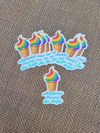 LGBTQ Rainbow Ice Cream Sticker, Allow Flavor in Life Pride Sticker for Tumblers, Cups, or Mugs, Rainbow Pride Sticker for an Event