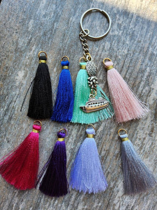 Cruise Keychain, Cruise Zipper Charm, Tassel Keychain, Upside Down Pineapple Keychain with a Cruise Ship Charm and Tassel, Swinger Cruise