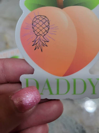 Harder Daddy Sticker for the BDSM Lifestyle, Upside Down Pineapple Sticker, Tumbler Pineapple Sticker, Peach Sticker, Bachelorette Gift