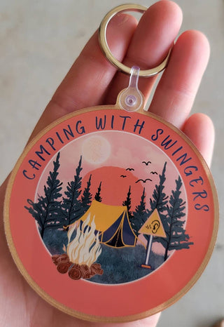 Swingers Camping keychain / Tent or Camper Decor / Upside down pineapple / Swinger lifestyle keychain / Acrylic keychain / Lifestyle
