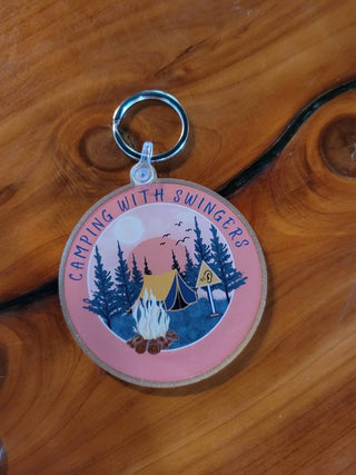 Swingers Camping keychain / Tent or Camper Decor / Upside down pineapple / Swinger lifestyle keychain / Acrylic keychain / Lifestyle