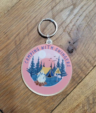 Swingers Camping keychain / Tent or Camper Decor / Upside down pineapple / Swinger lifestyle keychain / Acrylic keychain / Lifestyle