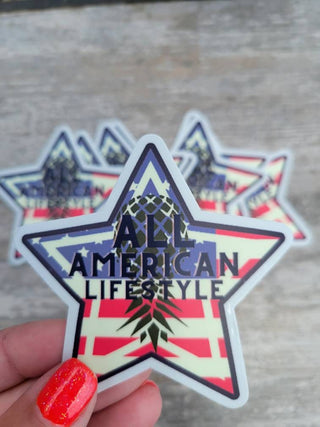 All American Lifestyle Sticker, Upside down pineapple sticker, American star sticker with a pineapple, Lifestyle sticker, Alternative