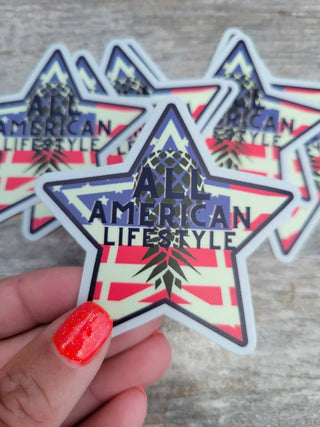 All American Lifestyle Sticker, Upside down pineapple sticker, American star sticker with a pineapple, Lifestyle sticker, Alternative