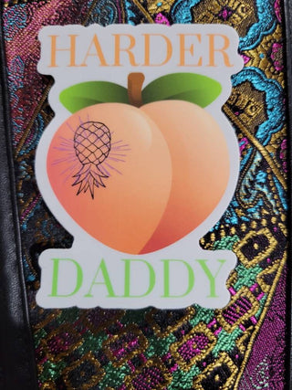Harder Daddy Sticker for the BDSM Lifestyle, Upside Down Pineapple Sticker, Tumbler Pineapple Sticker, Peach Sticker, Bachelorette Gift