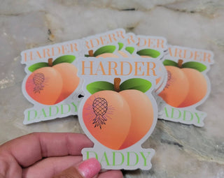 Harder Daddy Sticker for the BDSM Lifestyle, Upside Down Pineapple Sticker, Tumbler Pineapple Sticker, Peach Sticker, Bachelorette Gift