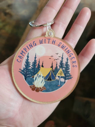 Swingers Camping keychain / Tent or Camper Decor / Upside down pineapple / Swinger lifestyle keychain / Acrylic keychain / Lifestyle