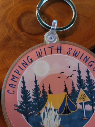 Swingers Camping keychain / Tent or Camper Decor / Upside down pineapple / Swinger lifestyle keychain / Acrylic keychain / Lifestyle