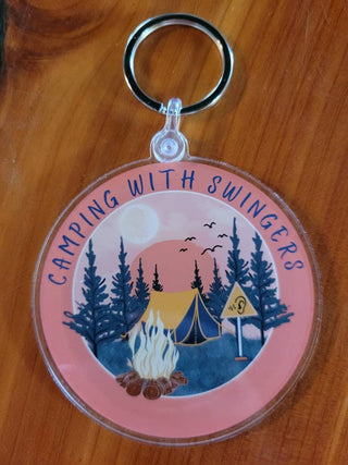 Swingers Camping keychain / Tent or Camper Decor / Upside down pineapple / Swinger lifestyle keychain / Acrylic keychain / Lifestyle