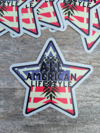 All American Lifestyle Sticker, Upside down pineapple sticker, American star sticker with a pineapple, Lifestyle sticker, Alternative