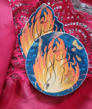 I'm That Wife Silhouette Flaming Sticker, Upside Down Pineapple for the Hotwife lifestyle, Swinger Lifestyle Sticker