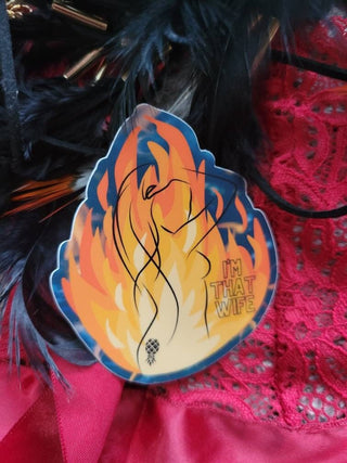 I'm That Wife Silhouette Flaming Sticker, Upside Down Pineapple for the Hotwife lifestyle, Swinger Lifestyle Sticker