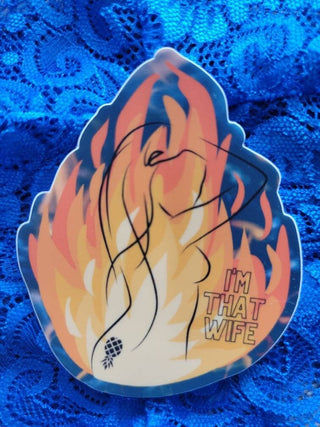 I'm That Wife Silhouette Flaming Sticker, Upside Down Pineapple for the Hotwife lifestyle, Swinger Lifestyle Sticker
