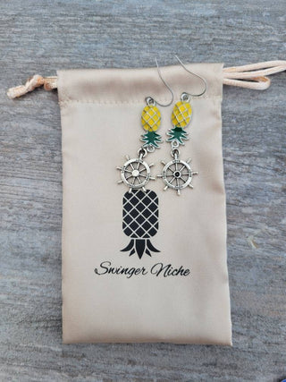Cruise Earrings, Swinger Lifestyle Earrings, All Aboard Earrings, Colorful Pineapple Earrings, Upside Down Pineapple Earrings, Boat Earrings