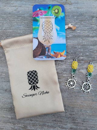 Cruise Earrings, Swinger Lifestyle Earrings, All Aboard Earrings, Colorful Pineapple Earrings, Upside Down Pineapple Earrings, Boat Earrings