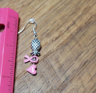Breast Cancer Awareness Pineapple Earrings