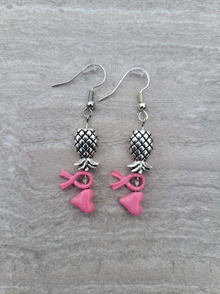 Breast Cancer Awareness Pineapple Earrings