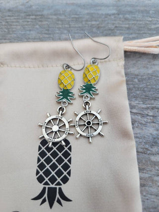 Cruise Earrings, Swinger Lifestyle Earrings, All Aboard Earrings, Colorful Pineapple Earrings, Upside Down Pineapple Earrings, Boat Earrings