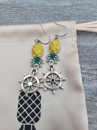 Cruise Earrings, Swinger Lifestyle Earrings, All Aboard Earrings, Colorful Pineapple Earrings, Upside Down Pineapple Earrings, Boat Earrings