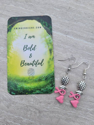 Breast Cancer Awareness Pineapple Earrings