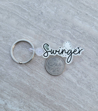 Swinger Keychain / Zipper Pull for the Upside Down Pineapple Lifestyle / Acrylic Keychain with White Backing / Sticker Also Available