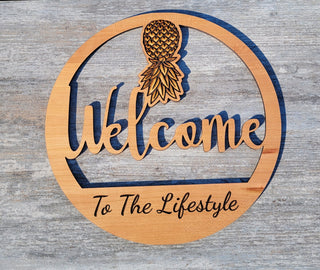 Unique Swinger Lifestyle Welcome Sign * Cherry Colored Indoor/Outdoor Wall Art