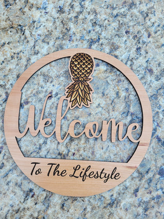 Unique Swinger Lifestyle Welcome Sign * Cherry Colored Indoor/Outdoor Wall Art