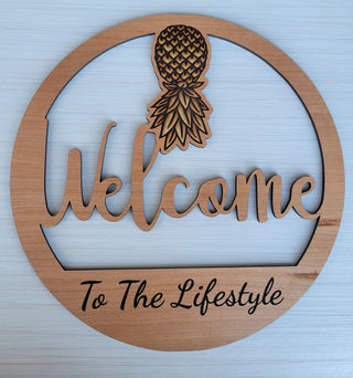 Unique Swinger Lifestyle Welcome Sign * Cherry Colored Indoor/Outdoor Wall Art
