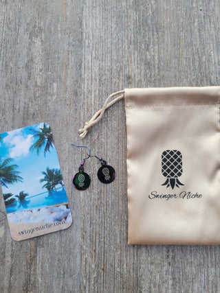 Holographic Pineapple Earrings for the lifestyle, Swinger Upside Down Pineapple Earrings, Alternative Lifestyle Earrings / Stainless Steel