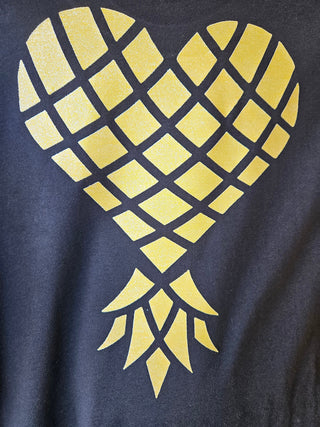 Love With A Twist Upside Down Pineapple Heart T-Shirt Front and Back/ Swinger Lifestyle Shirt / Unisex / Glitter or Matte / Front and Back