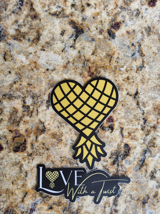 Love With A Twist Upside Down Heart Sticker and or Logo Sticker/ 2.75" x 2 / Waterproof / Swinger Sticker / Set Options