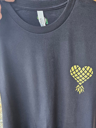 Love With A Twist Upside Down Pineapple Heart T-Shirt Front and Back/ Swinger Lifestyle Shirt / Unisex / Glitter or Matte / Front and Back