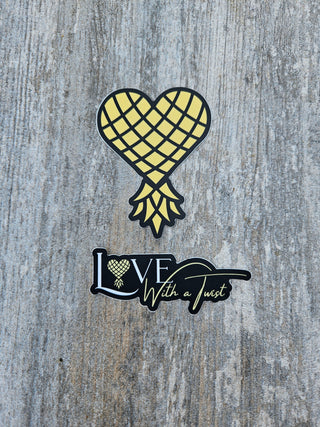 Love With A Twist Upside Down Heart Sticker and or Logo Sticker/ 2.75" x 2 / Waterproof / Swinger Sticker / Set Options