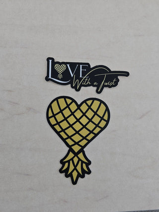 Love With A Twist Upside Down Heart Sticker and or Logo Sticker/ 2.75" x 2 / Waterproof / Swinger Sticker / Set Options