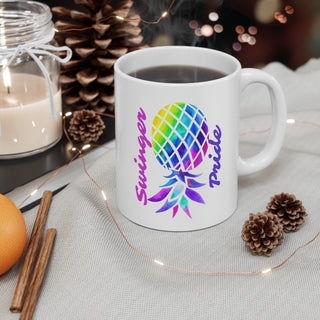 Colorful Swinger Pride Mug - Upside Down Pineapple Rainbow Cup for the Lifestyle, 11oz