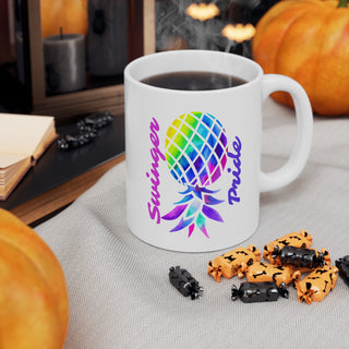 Colorful Swinger Pride Mug - Upside Down Pineapple Rainbow Cup for the Lifestyle, 11oz