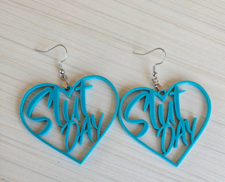 Aqua Blue Slut Day Earrings | 2" Height