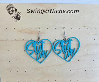Aqua Blue Slut Day Earrings | 2" Height