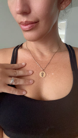 Rose Gold Upside Down Pineapple Necklace / Charm is Stainless Steel Engraved / 18" Necklace Length/ Swinger Necklace