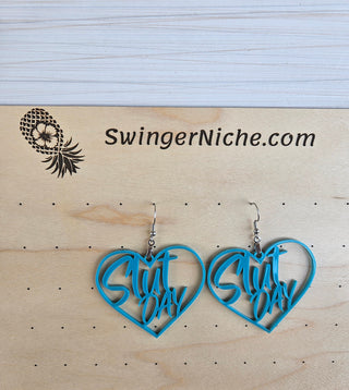 Aqua Blue Slut Day Earrings | 2" Height
