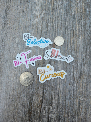 Bi Pride Stickers for the bi selective, bi curious, bi situational, and bi furious